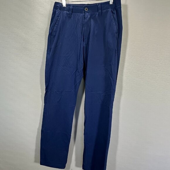 Under Armour Pants Womens 32W Blue Zip Fly Flat Front Pockets Straight Leg Golf - Picture 1 of 12